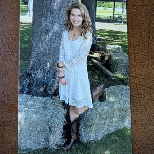 AUW Size Small Ivory Colored Lacy Midi Dress